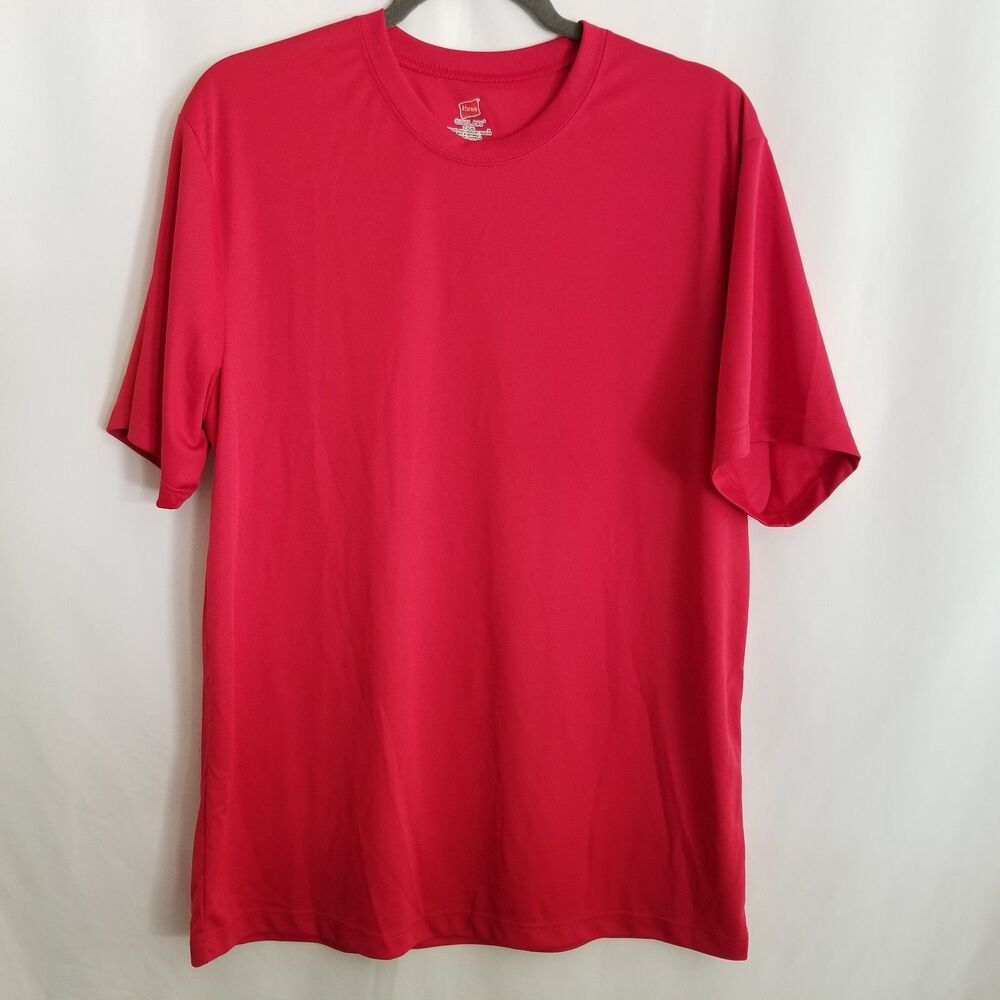 Hanes T Shirt Red Cool Dri Short Sleeve Mens Size Large